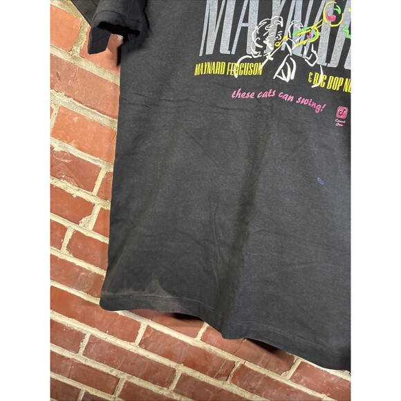 Vintage 90s 1995 Maynard Ferguson Shirt Big Bop Nouveau Black USA Made Sz Large - Picture 5 of 7